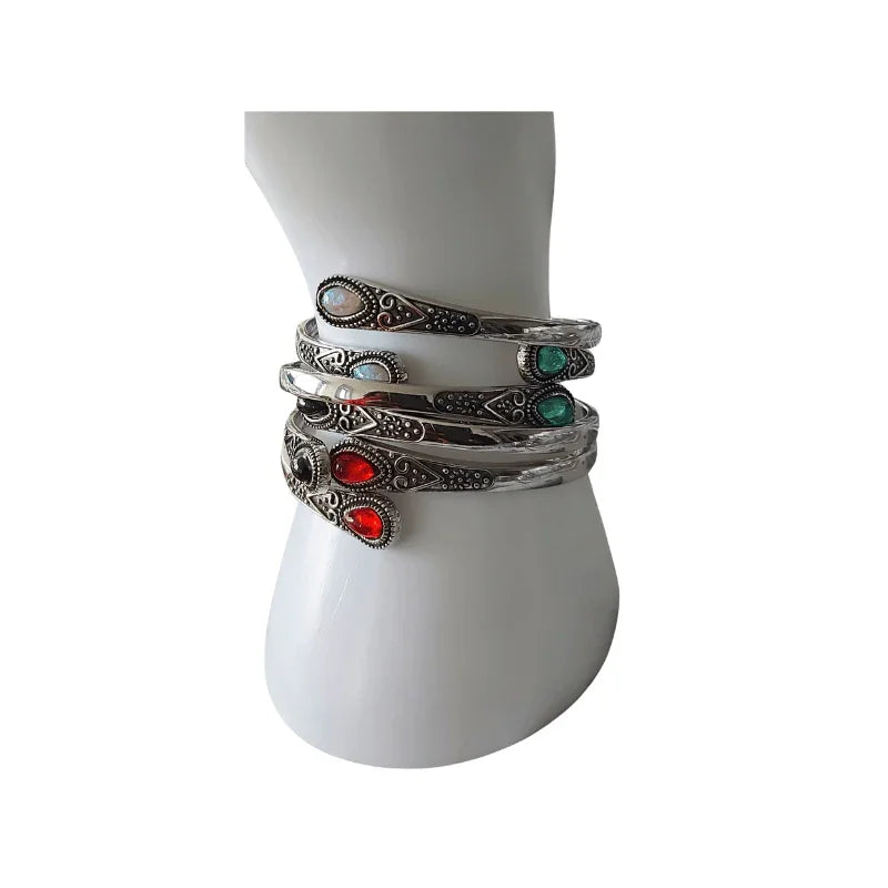Bracelets Réglables en Métal et Pierres en Onyx Noir - Litho Natura