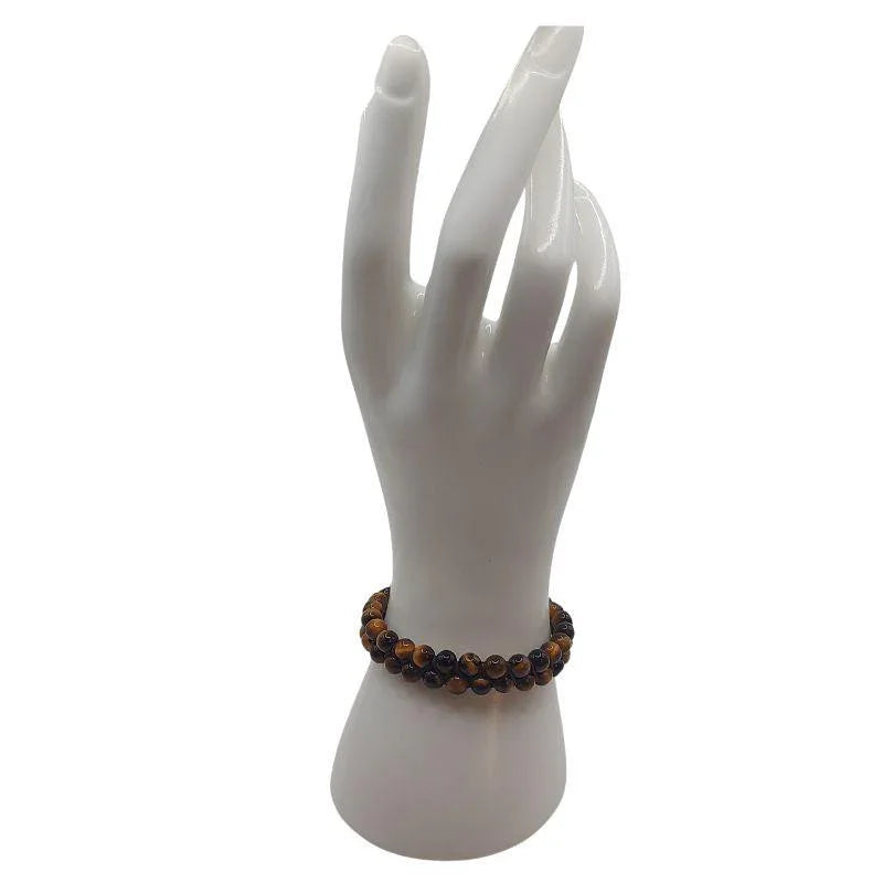 Shamballa Oeil de Tigre - Bracelet Double Rang Ajustable - Litho Natura
