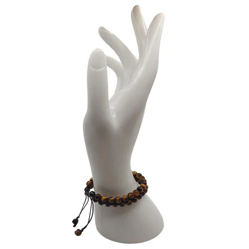 Shamballa Oeil de Tigre - Bracelet Double Rang Ajustable - Litho Natura