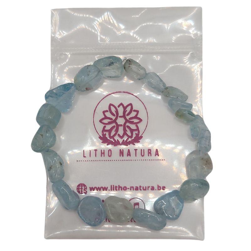 Bracelet en Aigue-Marine Naturelle en pierres taillées pour Enfants - Litho Natura