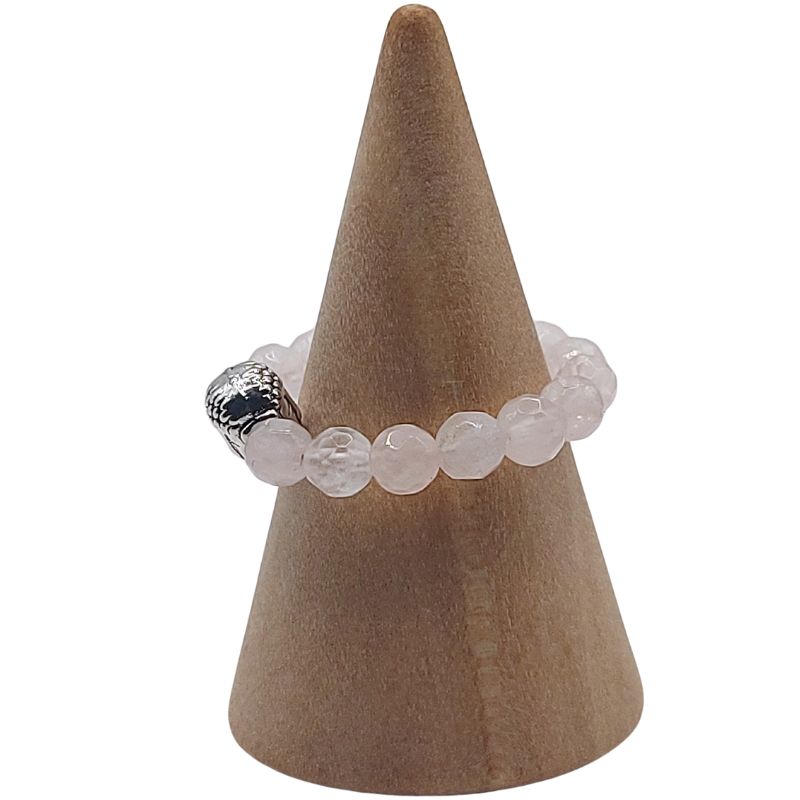 Anneau Extensible Mixte en Quartz Rose Naturel