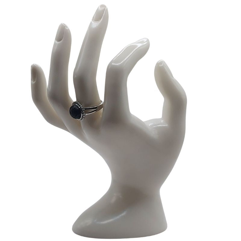 Bague Ronde Ajustable - Lave Noire