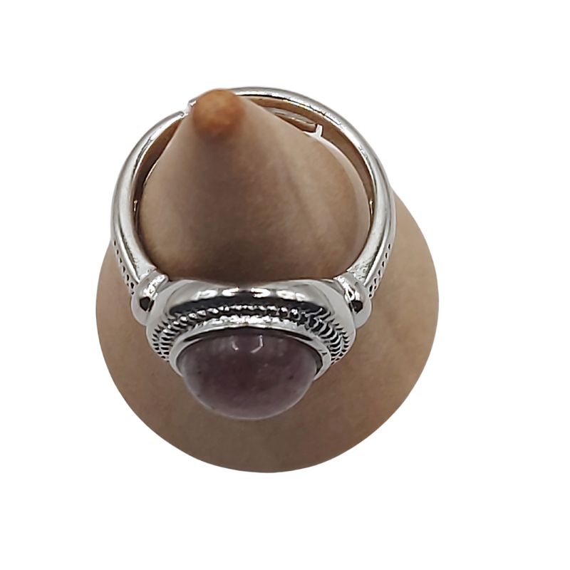 Bague Ronde Ajustable Mixte - Améthyste