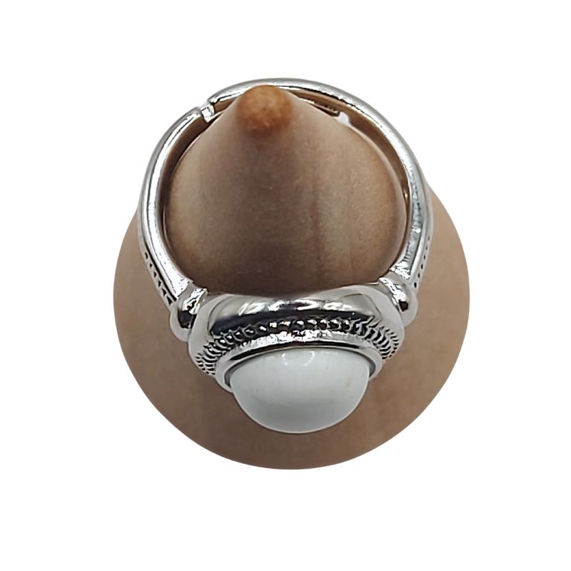 Bague Ronde Ajustable Mixte - Howlite