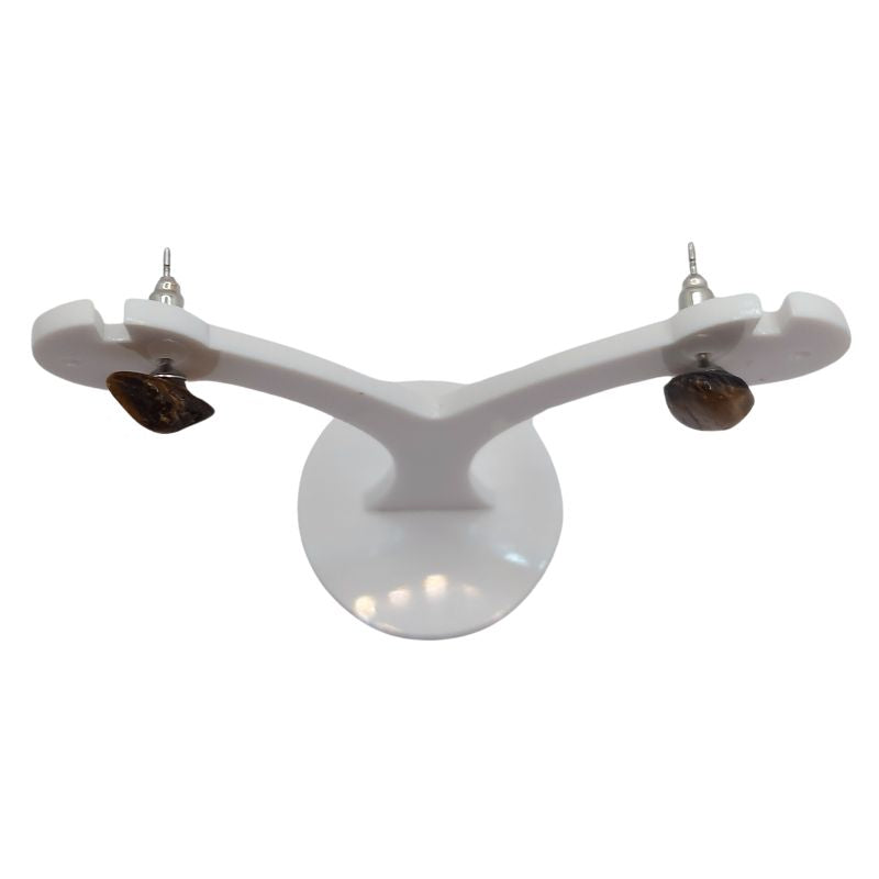 Boucles d'Oreilles Chips Mixte en Œil de Tigre Naturel