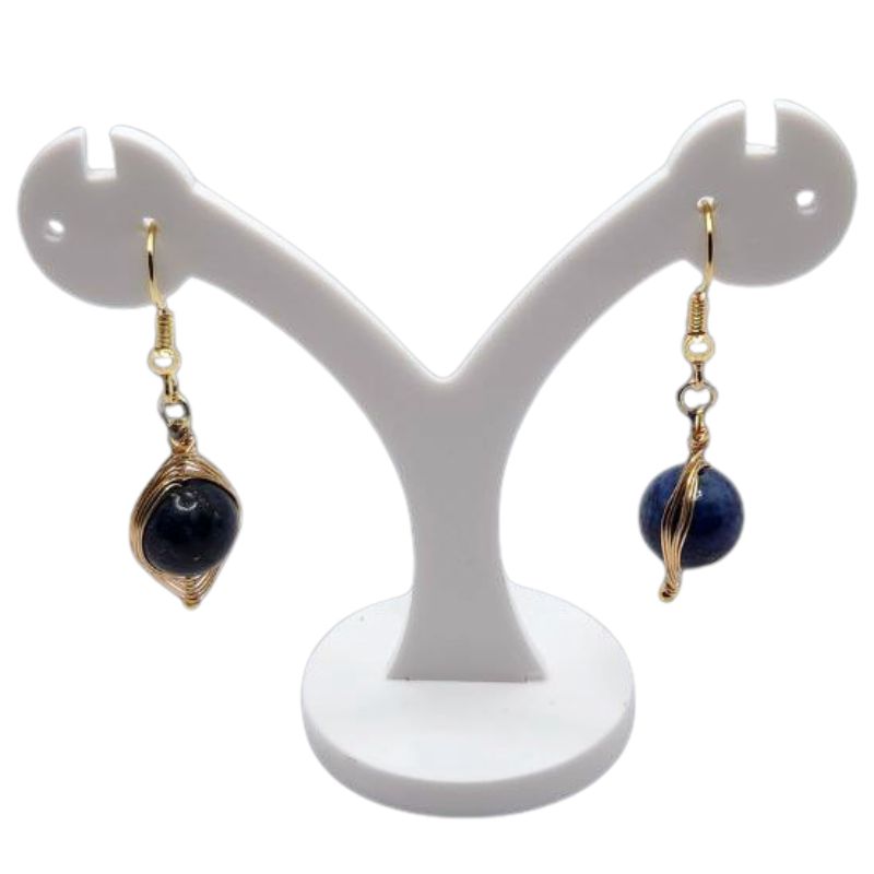 Boucles d'Oreilles Pendantes Tressées - Lapis Lazuli