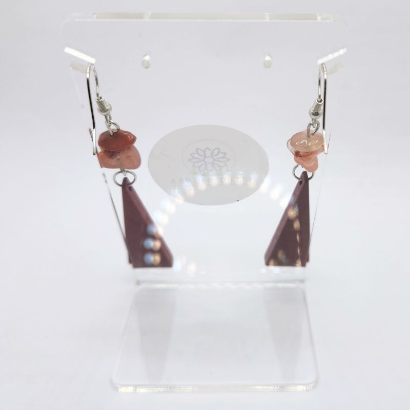 Boucles d’Oreilles en Bois de Poirier - Cornaline