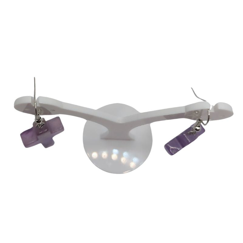 Boucles d'Oreilles en Croix - Améthyste Naturelle