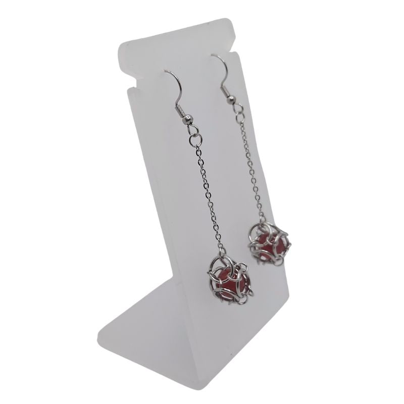 Boucles d'oreilles Pendantes Rondes en Cornaline