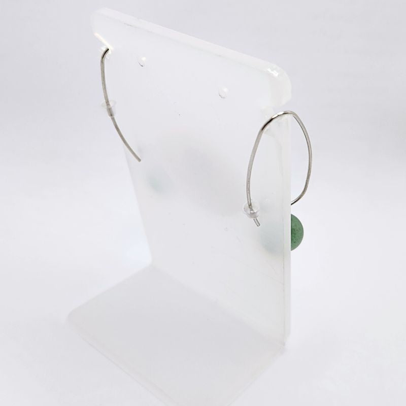 Boucles d'oreilles en Aventurine Verte - Laiton Plaqué Platine