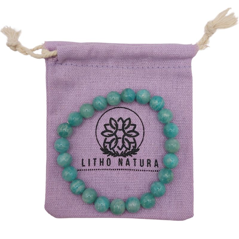 Bracelet Extensible en Pierres Naturelles - Amazonite Russe - Litho Natura