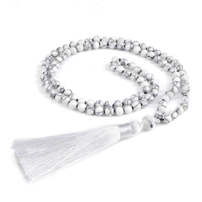 Collier Mala en Howlite - Équilibre et Énergie - Litho Natura