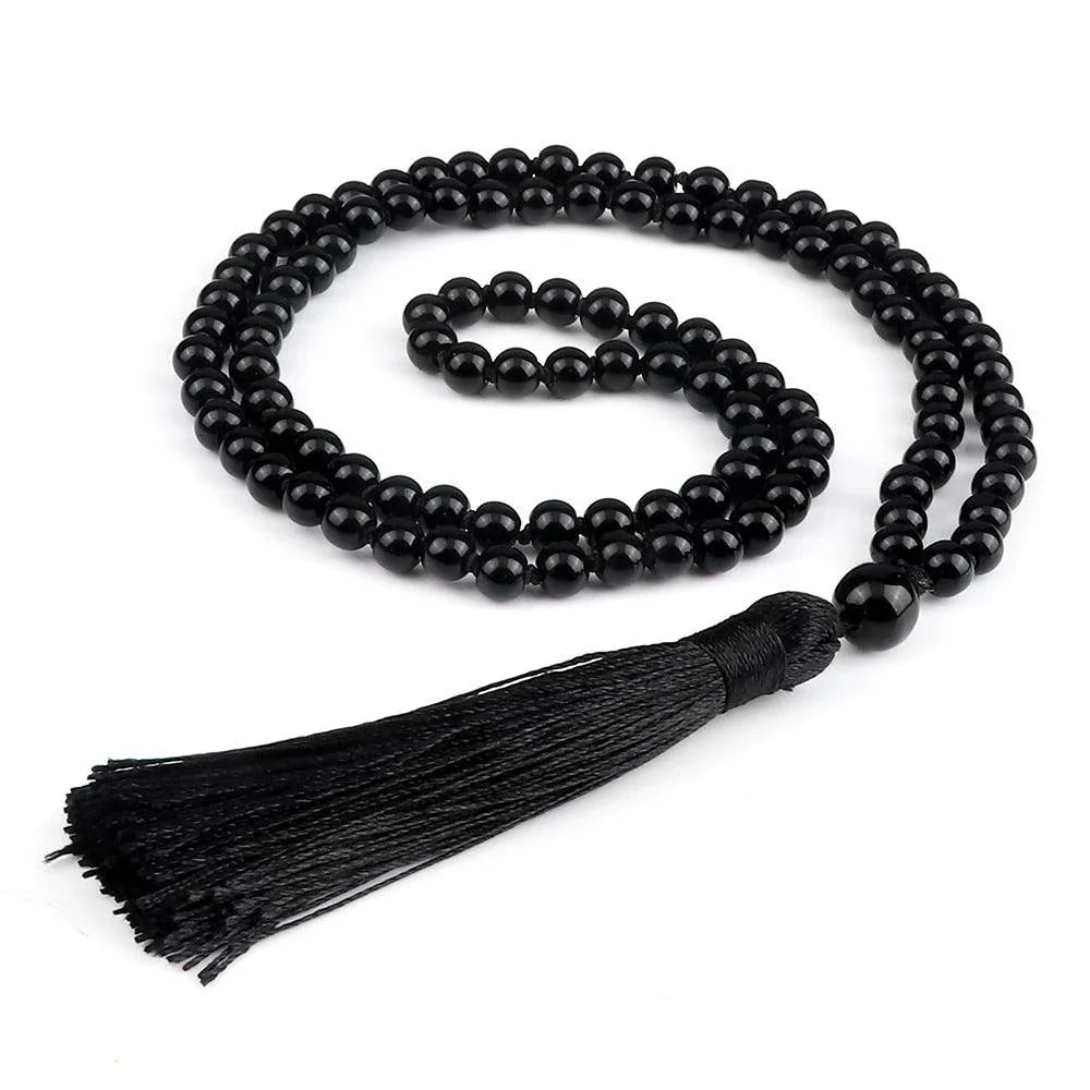 Collier Mala en Obsidienne Noir - Équilibre et Énergie - Litho Natura
