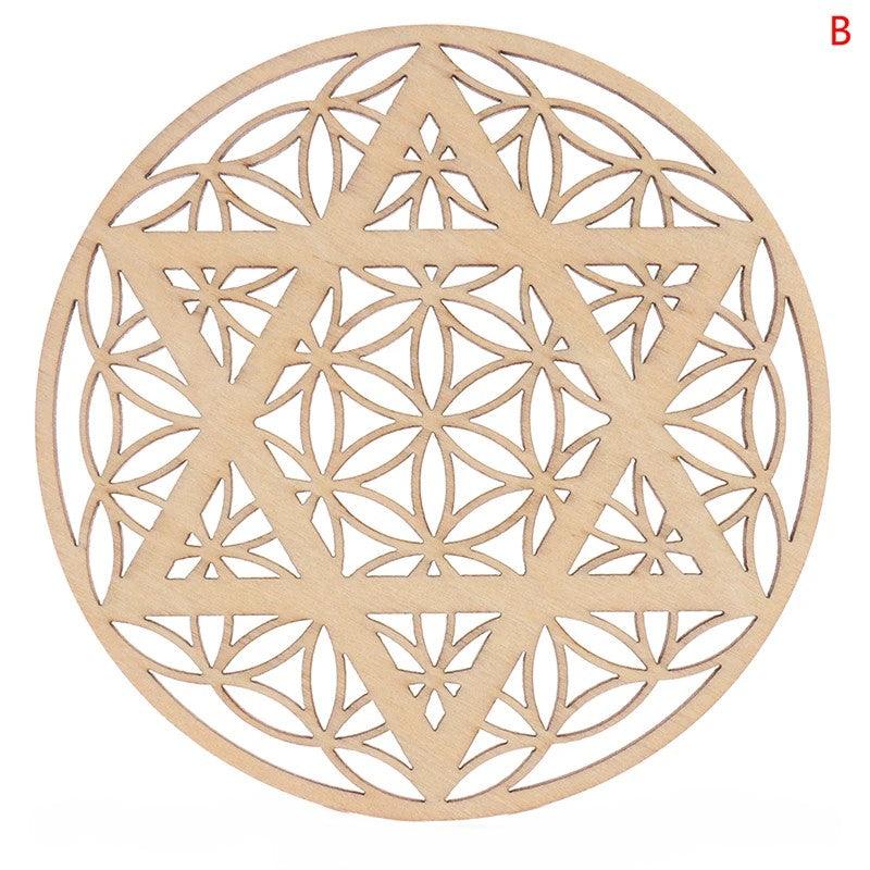 Fleur de Vie en Bois – Rechargeur de Pierres Naturelles 10 cm - Litho Natura