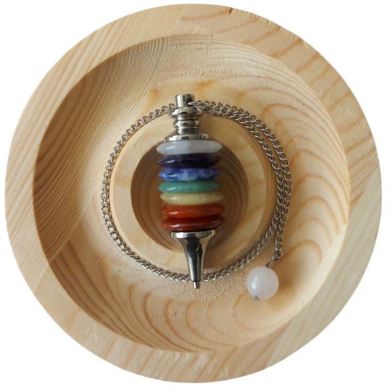 Pendule anneaux 7 Chakras Radiesthésie - Litho Natura
