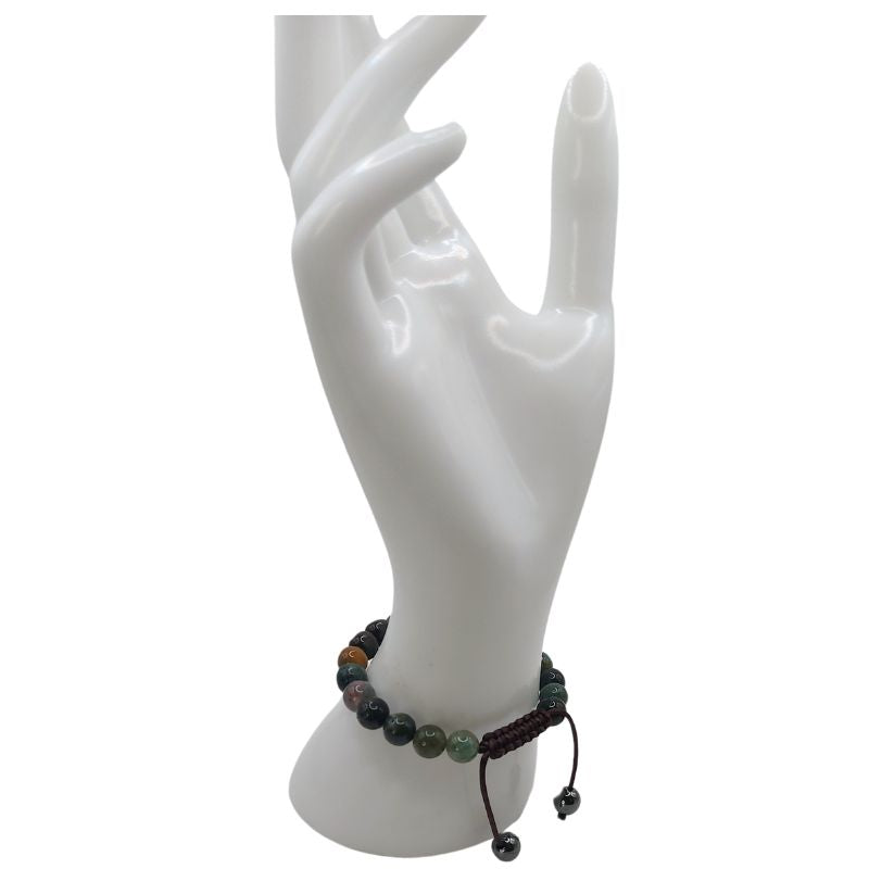 Shamballa Agate Indienne - Bracelet Simple Rang Ajustable - Litho Natura
