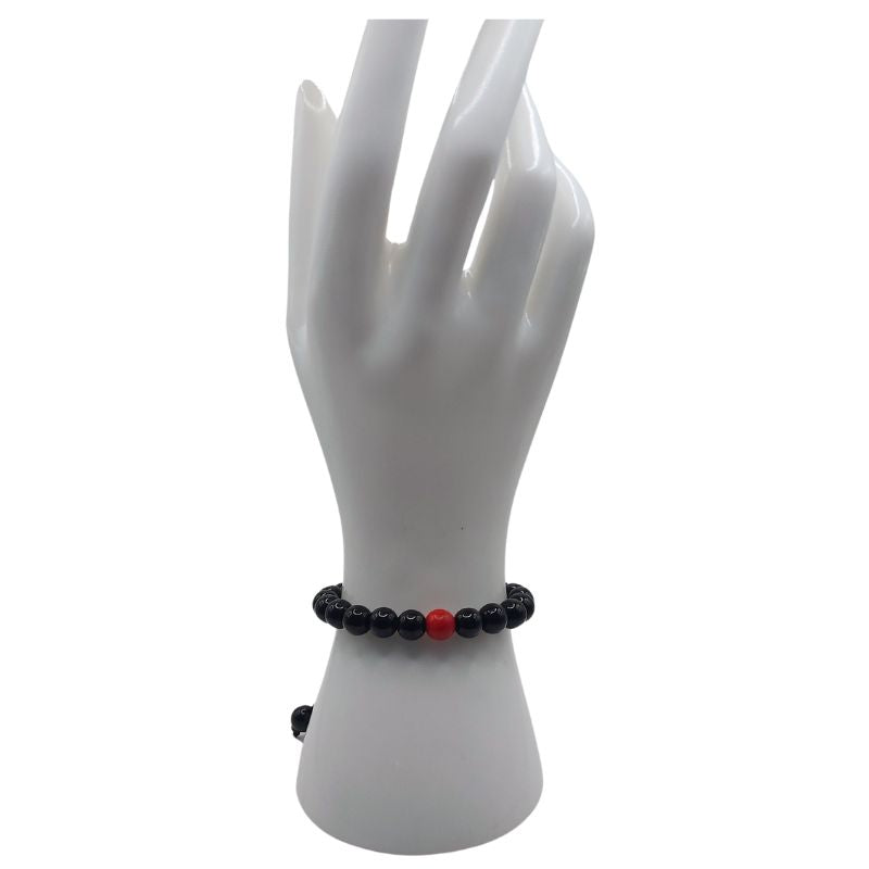 Shamballa Obsidienne Mixte - Bracelet Simple Rang Ajustable - Litho Natura