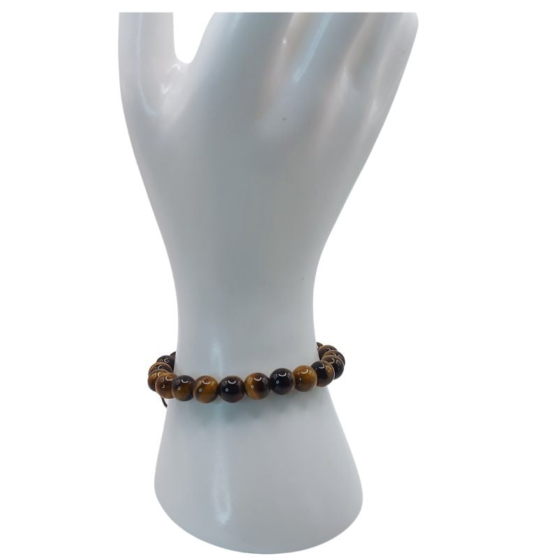 Shamballa Oeil de Tigre - Bracelet Simple Rang Ajustable - Litho Natura