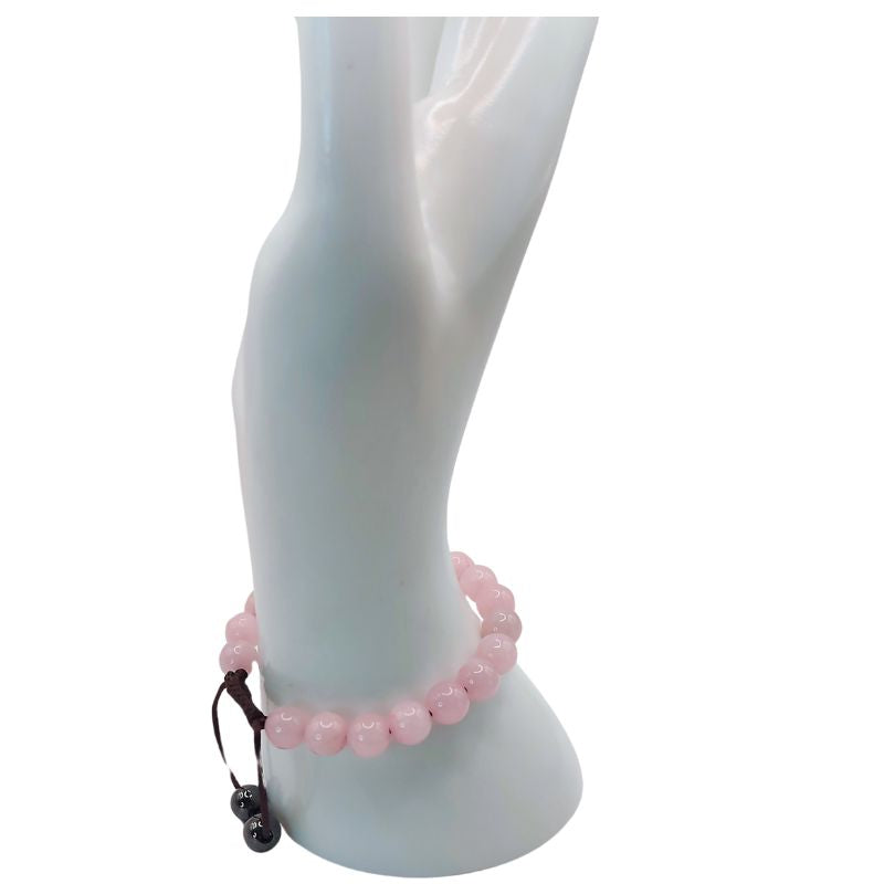 Shamballa Quartz Rose - Bracelet Simple Rang Ajustable - Litho Natura