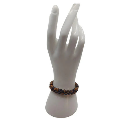 Shamballa Oeil de Tigre - Bracelet Double Rang Ajustable - Litho Natura
