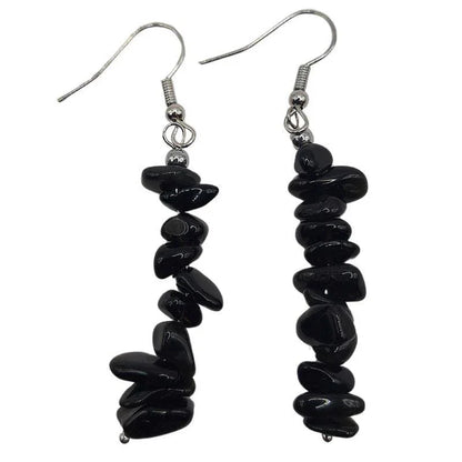 Boucles d'oreilles en pierre naturelle - Obsidienne Noire - Litho Natura