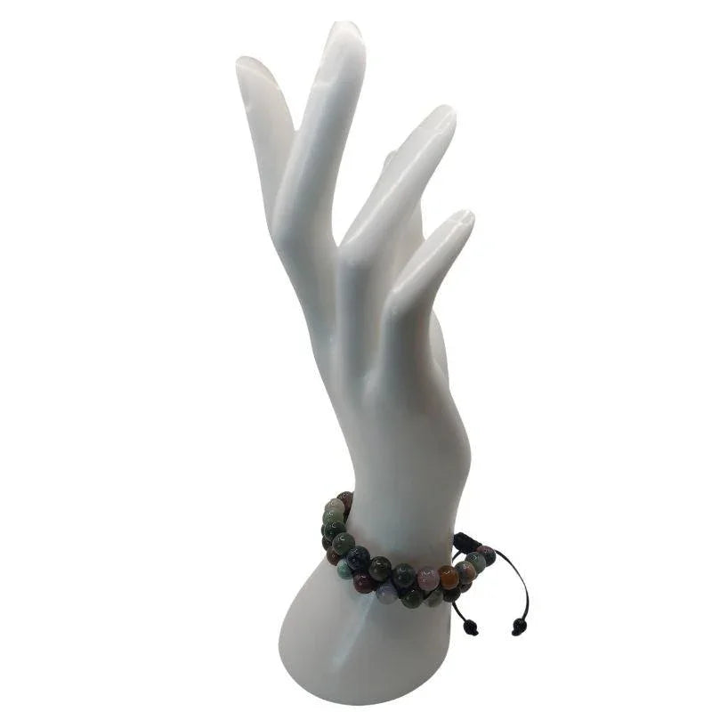 Shamballa Agate Indienne - Bracelet Double Rang Ajustable - Litho Natura