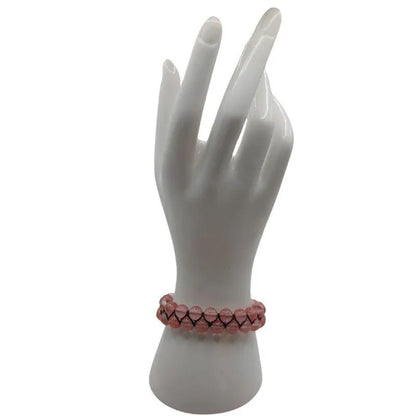 Shamballa Quartz Cérise - Bracelet Double Rang Ajustable - Litho Natura