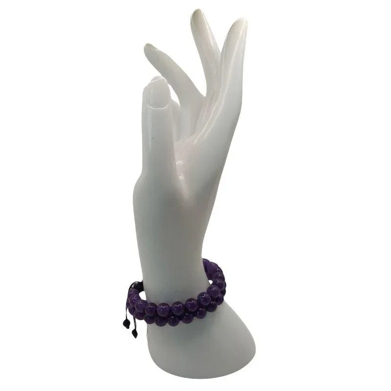 Shamballa Améthyste - Bracelet Double Rang Ajustable - Litho Natura