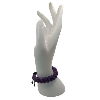 Shamballa Améthyste - Bracelet Double Rang Ajustable - Litho Natura
