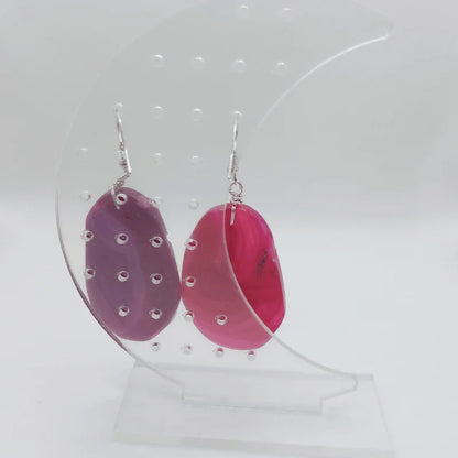 Boucles d'Oreilles Agate Rose - Pierre Brute pour Femmes - Litho Natura