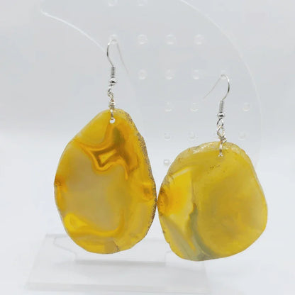 Boucles d'Oreilles en Agate jaune - Pierre Brute pour Femmes - Litho Natura