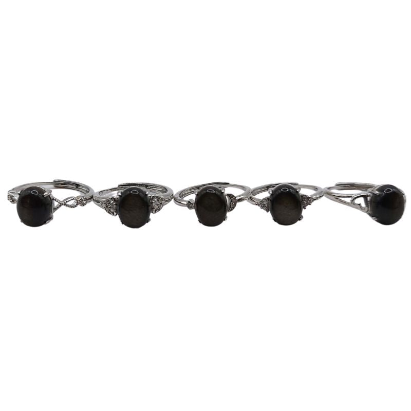 Bague Naren en Obsidienne Dorée