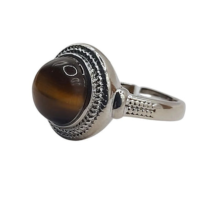 Bague Ronde Ajustable Mixte - Oeil de Tigre