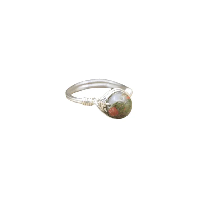 Bague en Pierre Naturelle - l'Unakite - Litho Natura