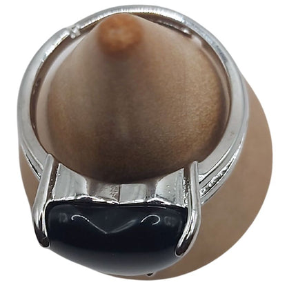 Bague en Cœur Ajustable - Obsidienne