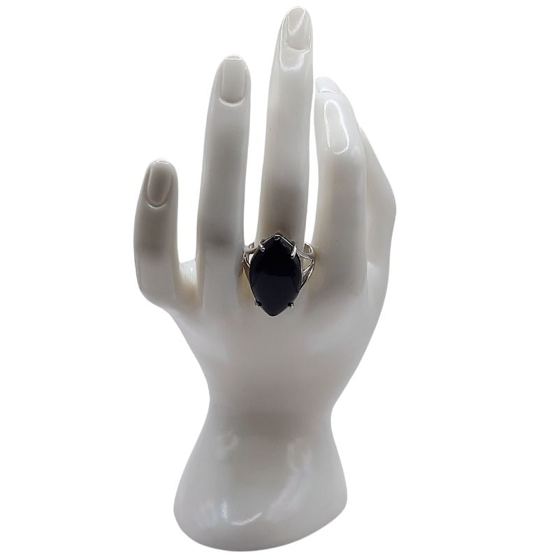 Bague marquise en Agate Noire - Qualité A