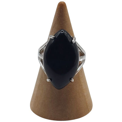 Bague marquise en Agate Noire - Qualité A