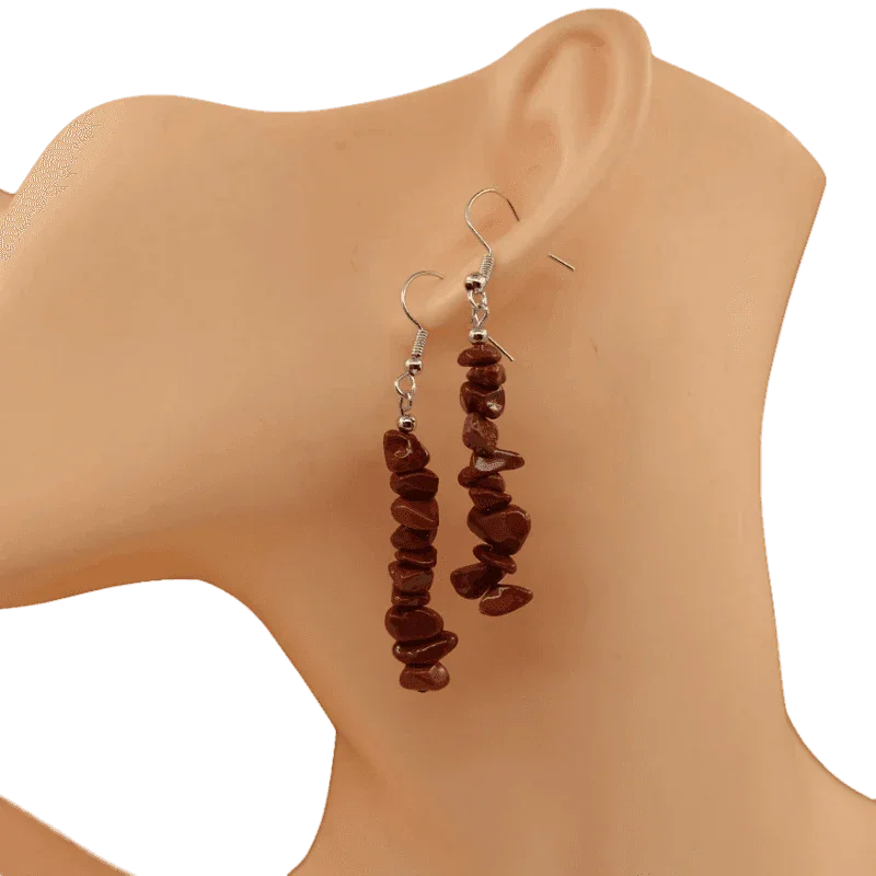 Boucles d'oreilles en pierre naturelle - Jaspe Rouge - Litho Natura