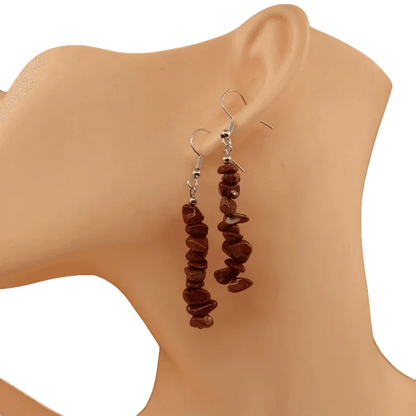 Boucles d'oreilles en pierre naturelle - Jaspe Rouge - Litho Natura