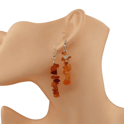 Boucles d'oreilles en pierre naturelle - Agate Rouge - Litho Natura