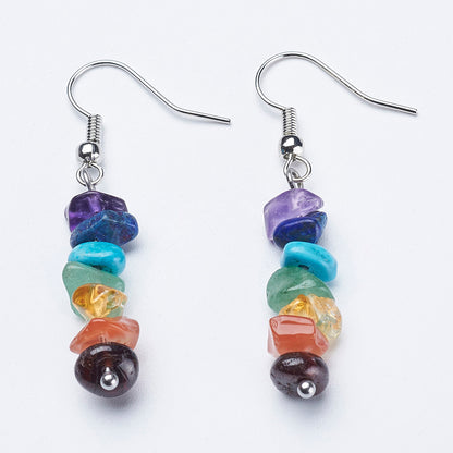 Boucles d'Oreilles Baroque au 7 Chakras - Énergie et Élégance - Litho Natura