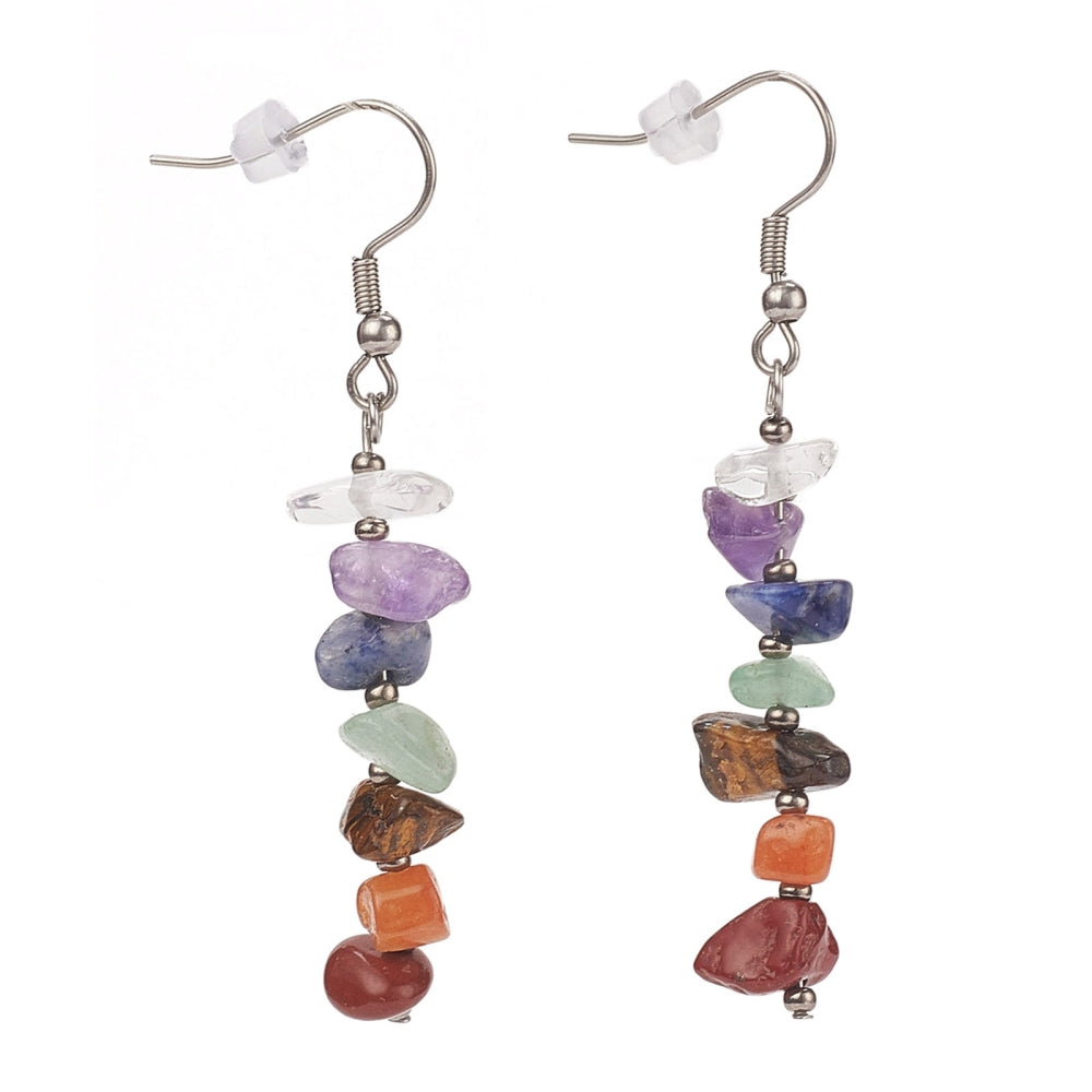 Boucles d'Oreilles Baroque au 7 Chakras - Énergie et Élégance - Litho Natura