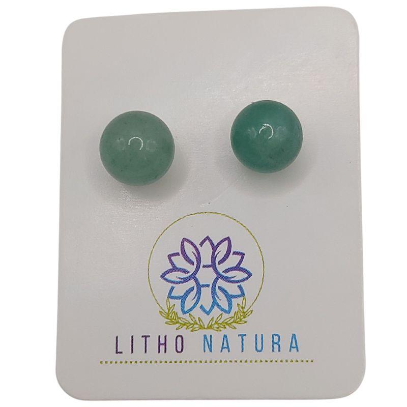 Boucles d'oreilles Rondes en Perle de pierre naturelle - Aventurine Verte - Litho Natura