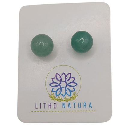 Boucles d'oreilles Rondes en Perle de pierre naturelle - Aventurine Verte - Litho Natura