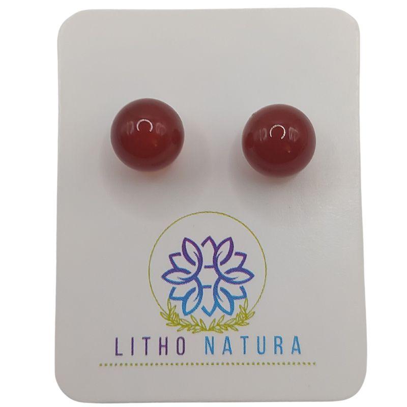 Boucles d'oreilles Rondes en Perle de pierre naturelle - Cornaline - Litho Natura