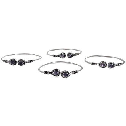 Bracelet en Améthyste - Élégance Intemporelle en Laiton Ajustable