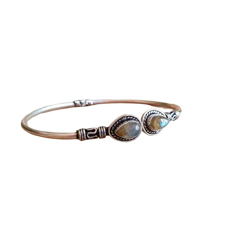 Bracelet en Labradorite - Protection et Élégance en Laiton Ajustable