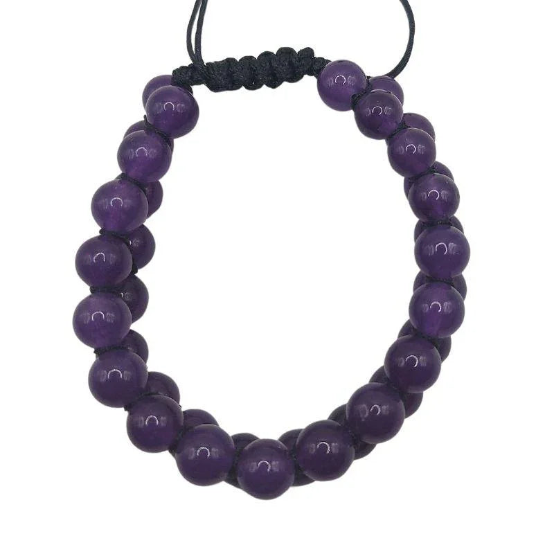 Shamballa Améthyste - Bracelet Double Rang Ajustable - Litho Natura
