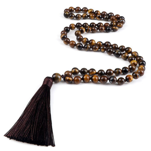 Collier Mala en Oeil de tigre - Équilibre et Énergie - Litho Natura
