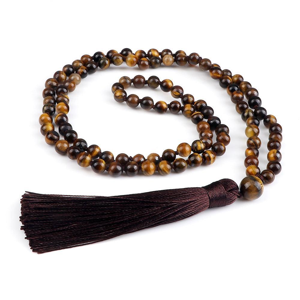 Collier Mala en Oeil de tigre - Équilibre et Énergie - Litho Natura